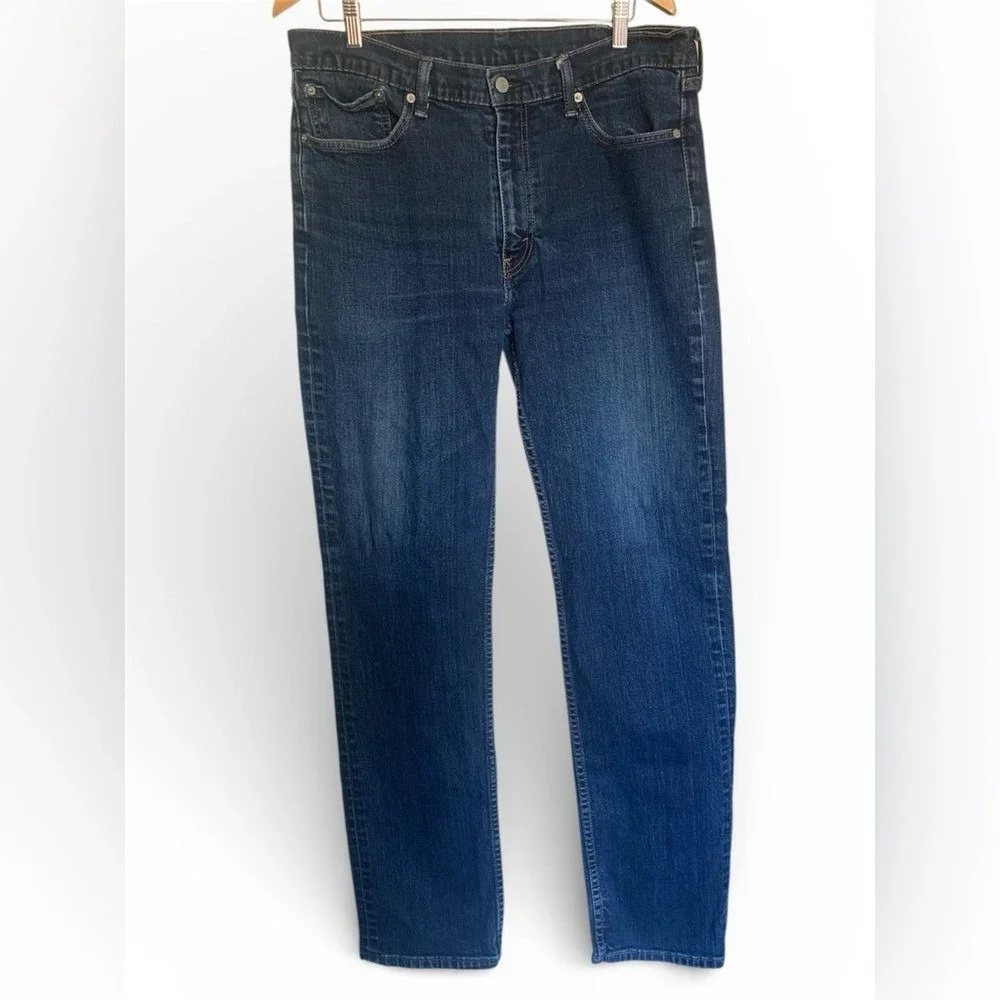 Levis 514‎ Straight Fit Mens Blue Denim Jeans Dark Wash W38 L36 Stretch